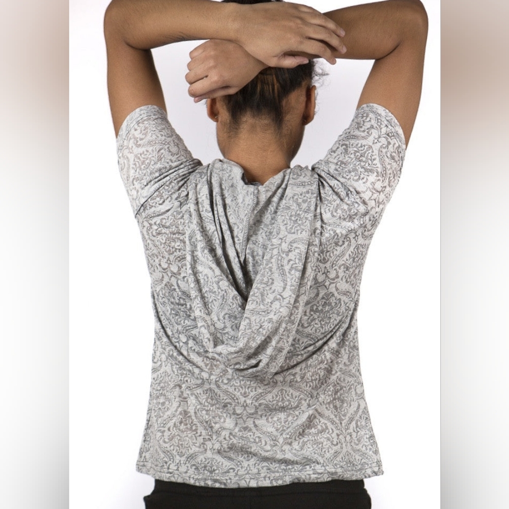 ⭐ Grey & White Hooded Burnout Tee - Unisex L - Picture 2 of 2